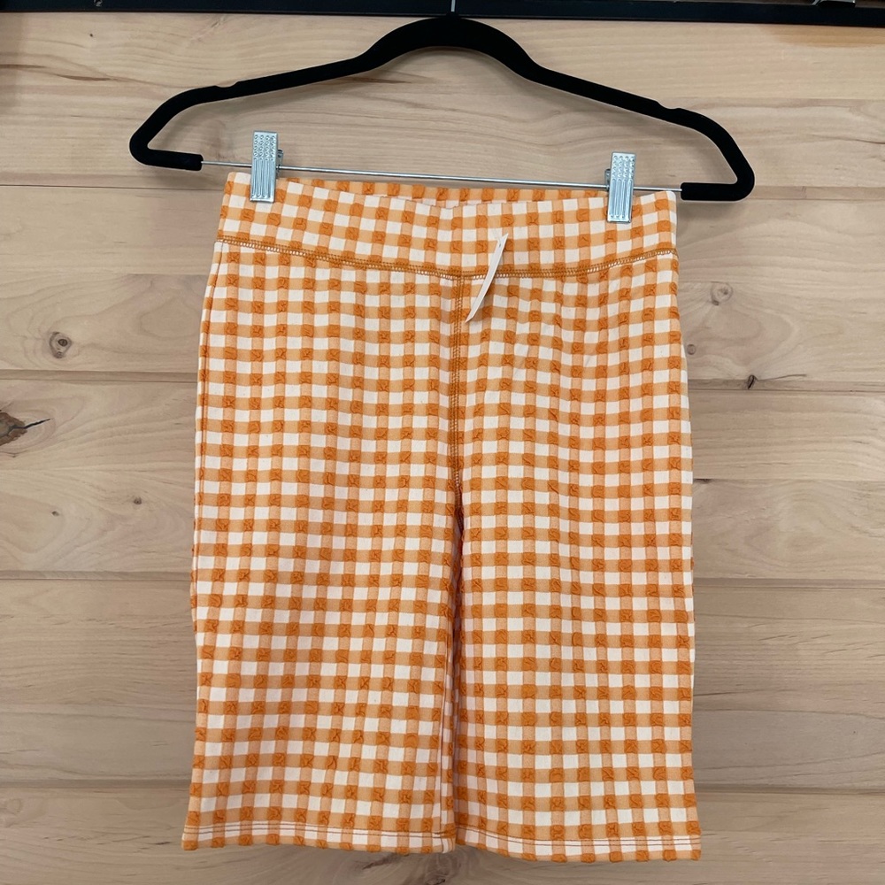 NWT - Madewell Gingham Bike Shorts XS - Orange